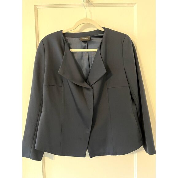 Akris Womens Silk Navy Blue Jacket Button Size 12 - Picture 1 of 5